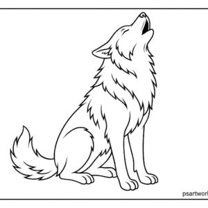 Wolf howling Coloring page
